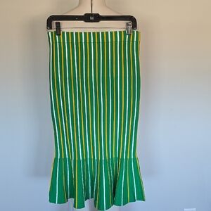 Eva Mendes Sherry skirt-grern/white/yellow stripe-knit-S